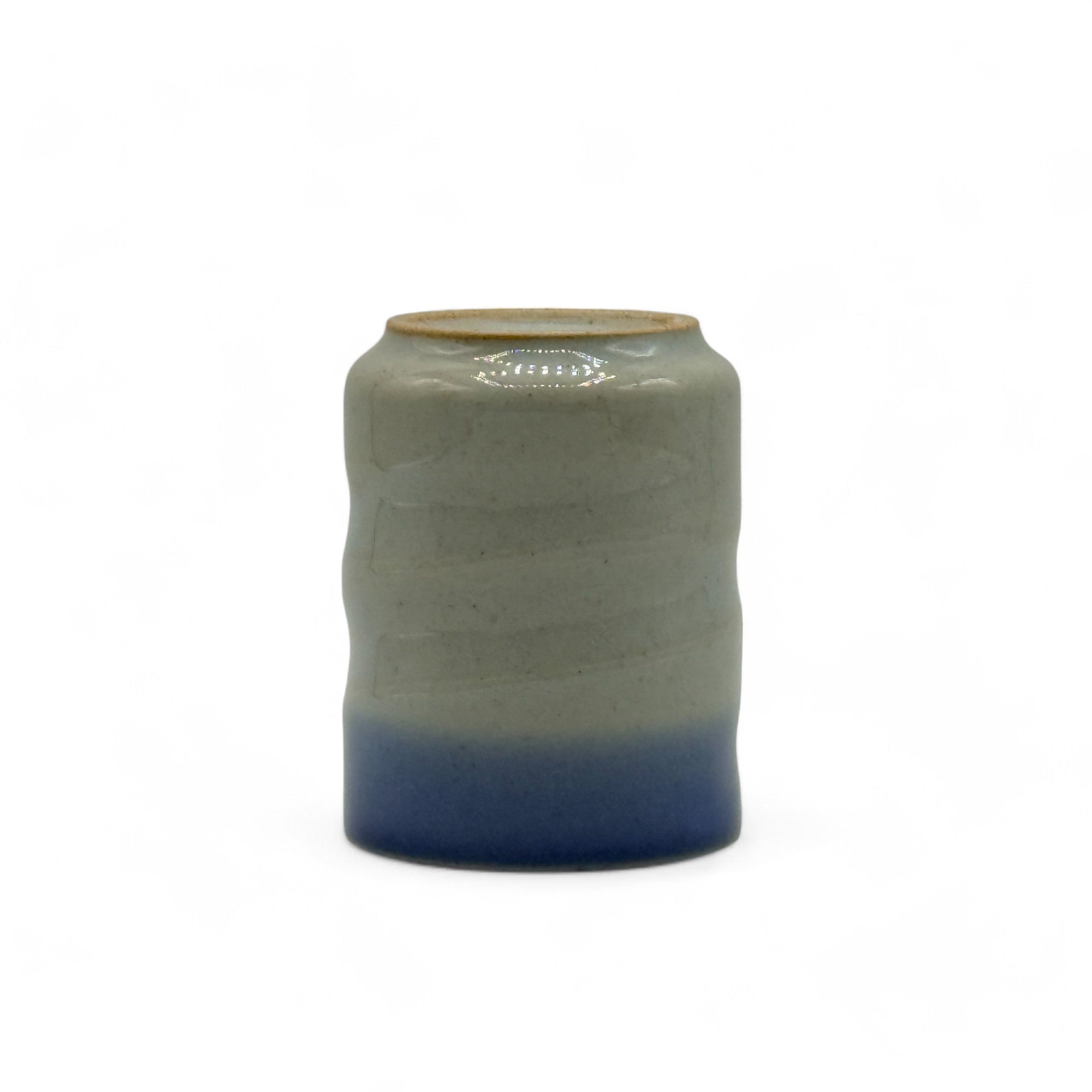 Inoue Tea Aobuchi Blue Mino-yaki Yunomi - Japanese Teacup