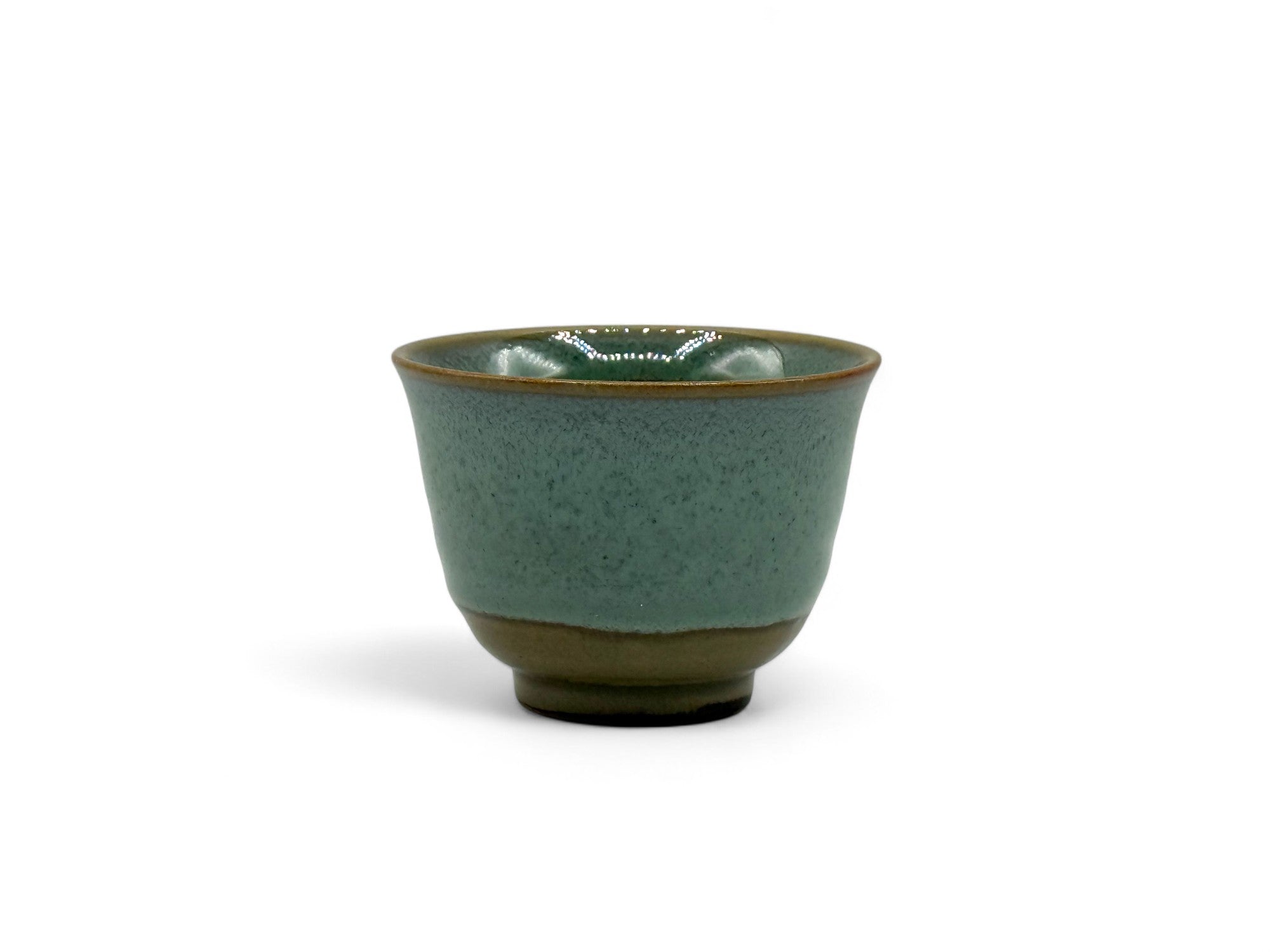 Inoue Tea Kin Kama Green Mino-yaki Yunomi - Thumbnail 3