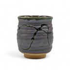 Inoue Tea Kuroitchin Hiwa Black Mino-yaki Yunomi - Japanese Teacup