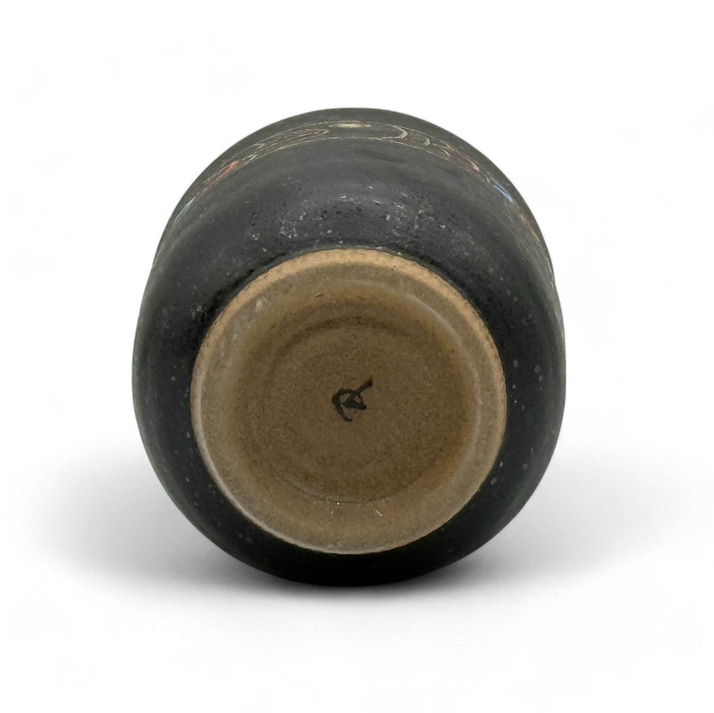 Inoue Tea Sakana Black Fish Mino-yaki Yunomi - Japanese Teacup