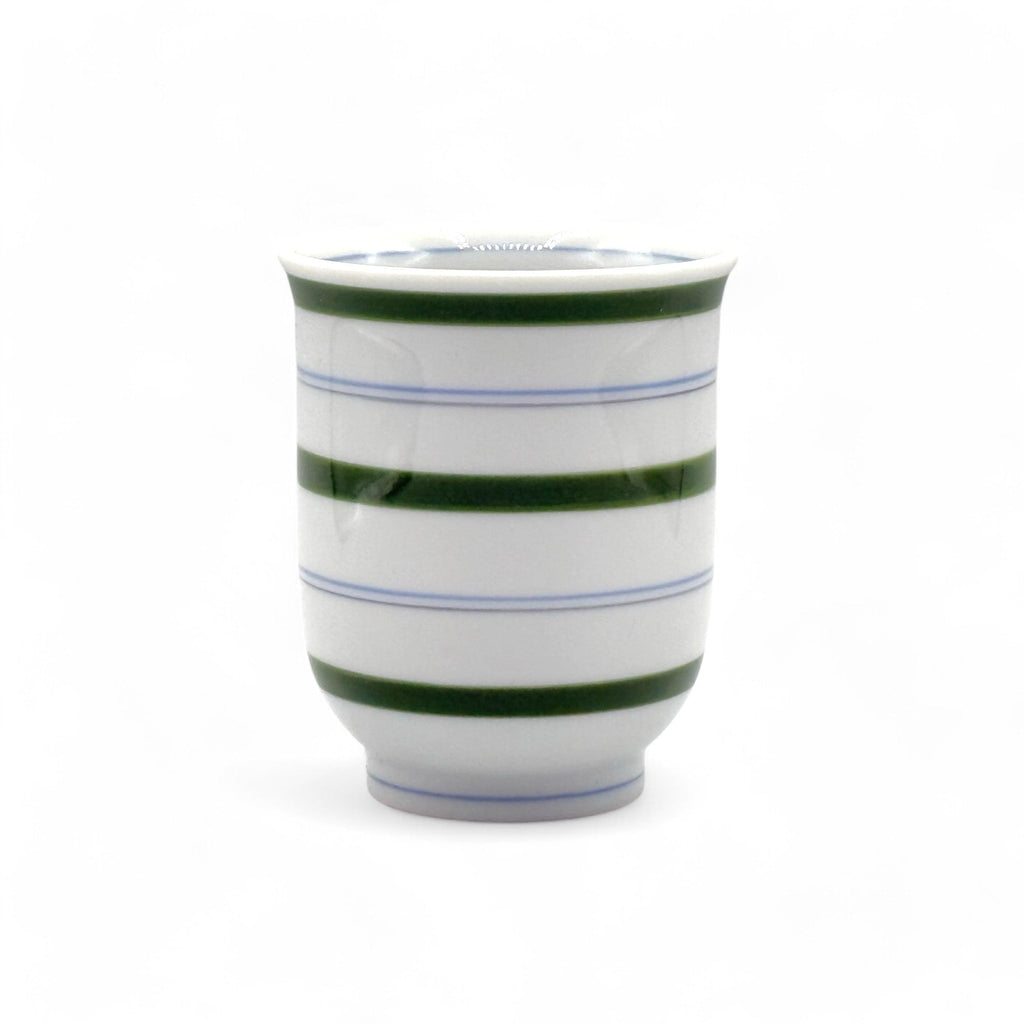 Inoue Tea Midori Stripe Green Hasami-yaki Yunomi - Japanese Teacup