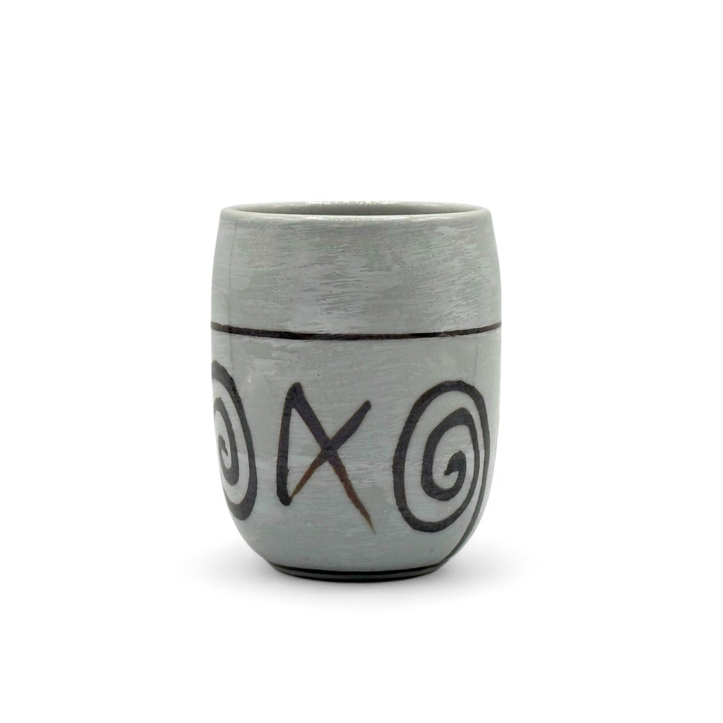 Inoue Tea Shirohake Naruto Gray Mino-yaki Yunomi - Japanese Teacup