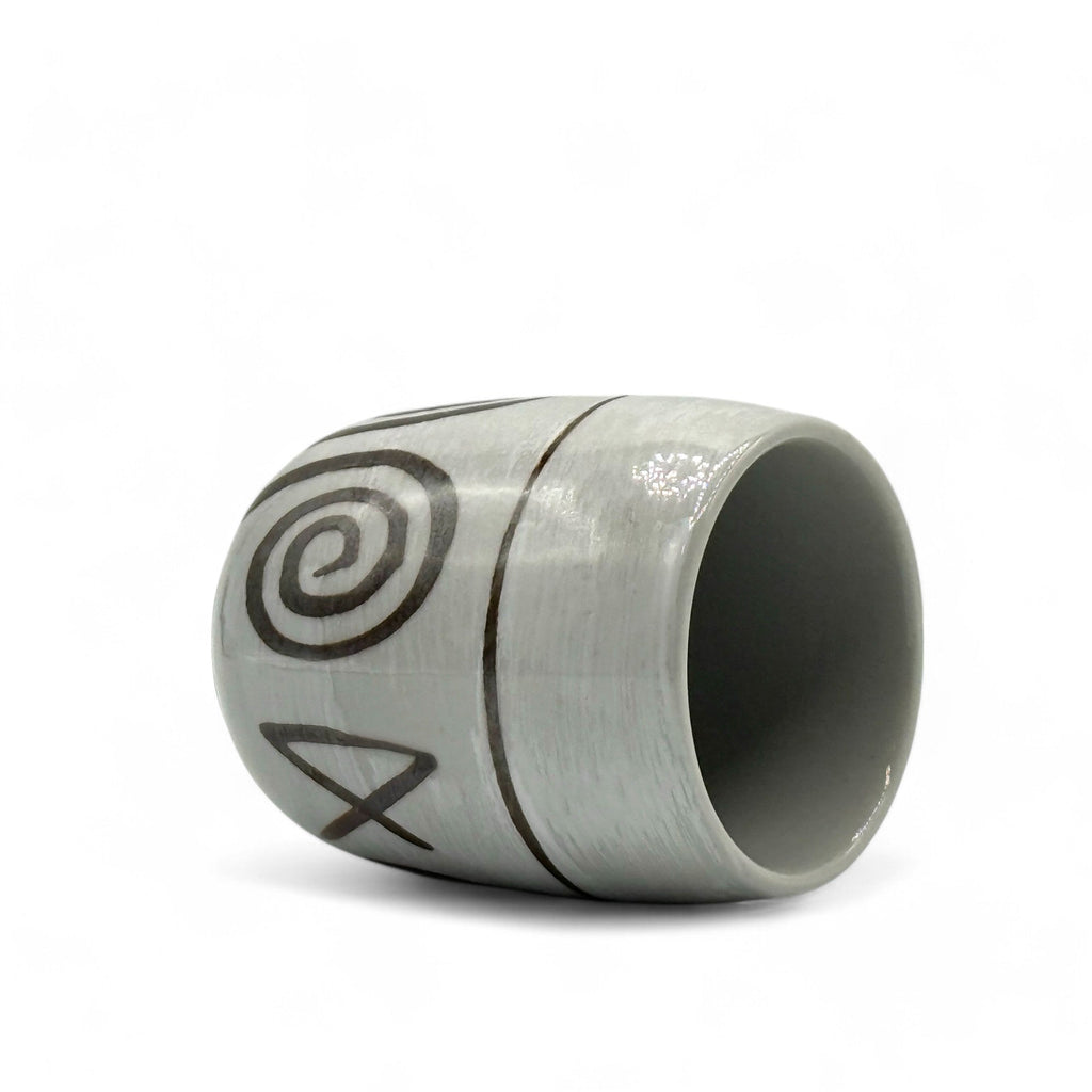 Inoue Tea Shirohake Naruto Gray Mino-yaki Yunomi - Japanese Teacup