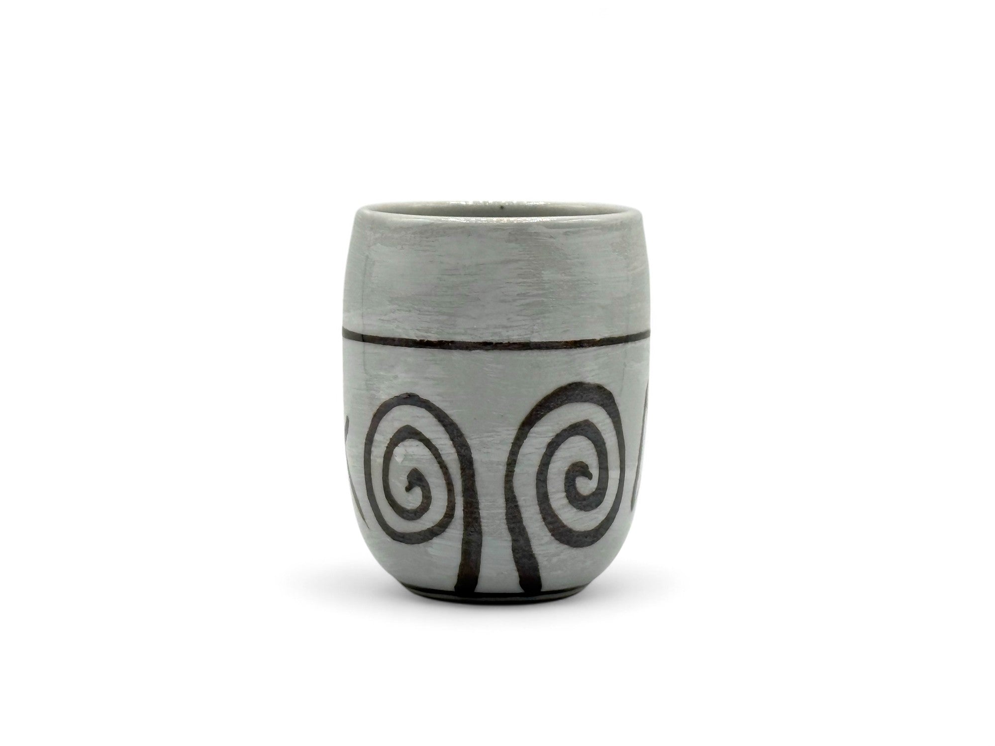 Inoue Tea Shirohake Naruto Gray Mino-yaki Yunomi - Japanese Teacup