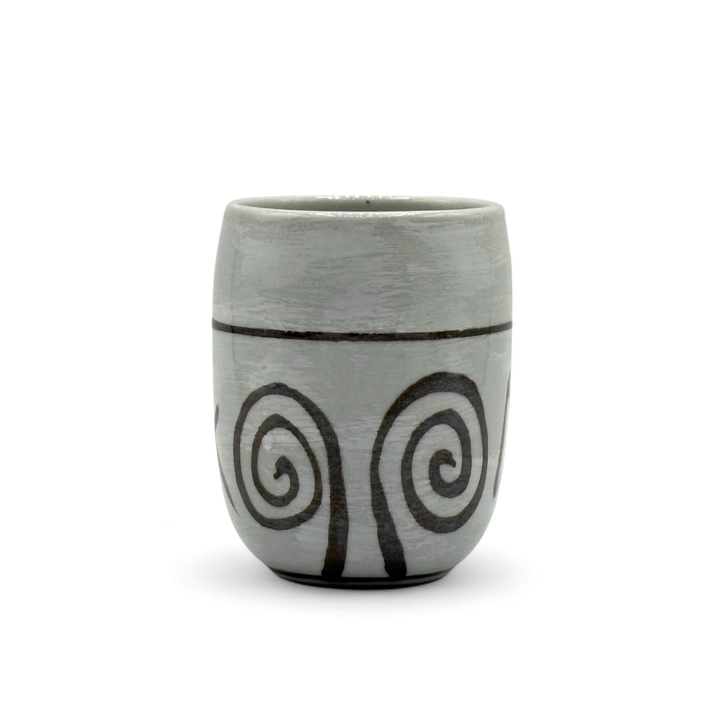 Inoue Tea Shirohake Naruto Gray Mino-yaki Yunomi - Japanese Teacup