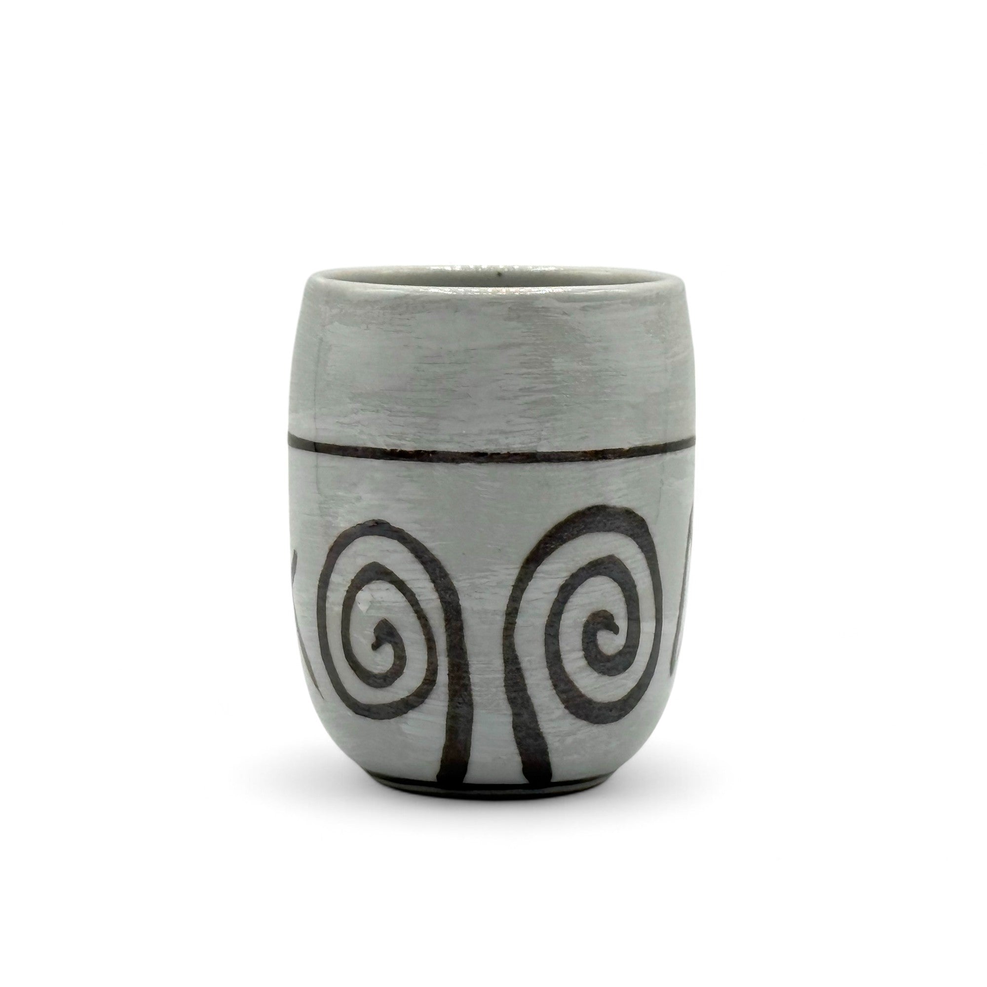 Inoue Tea Shirohake Naruto Gray Mino-yaki Yunomi - Japanese Teacup