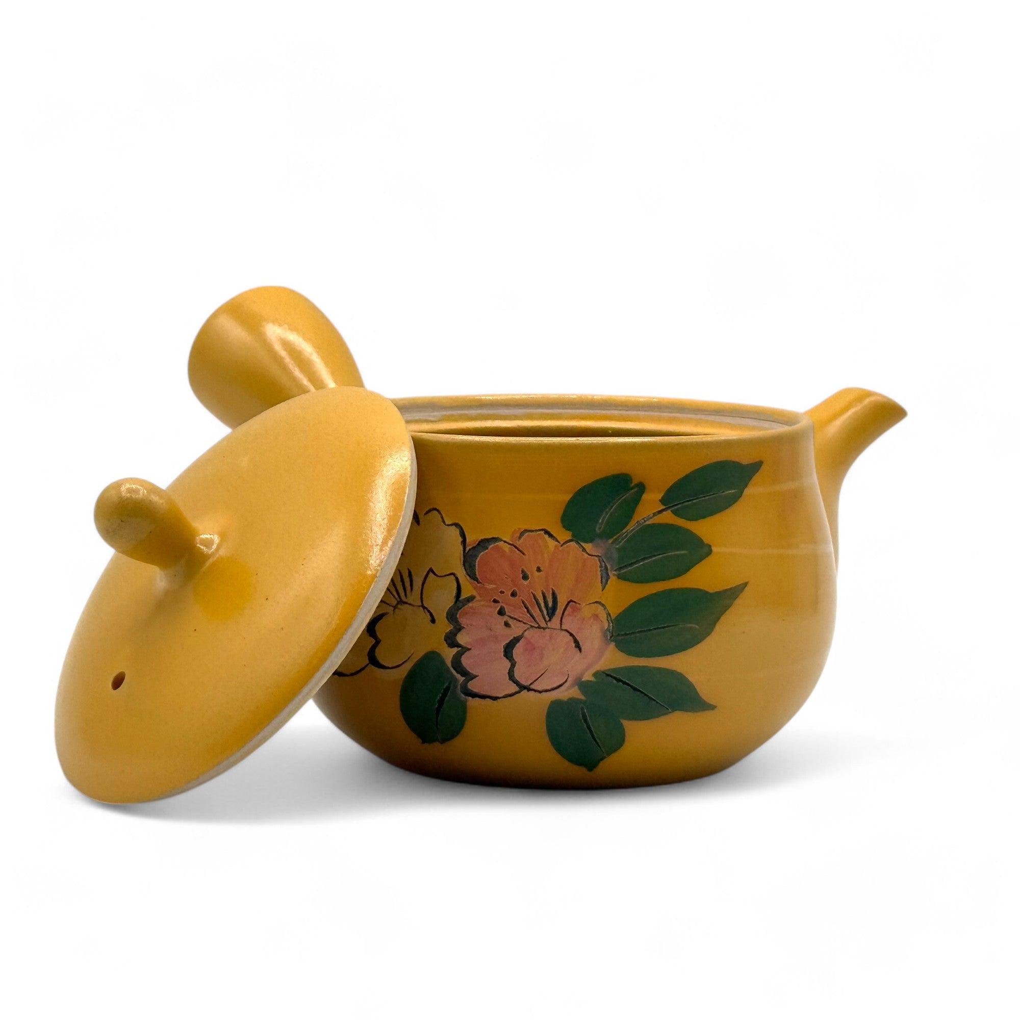 Inoue Tea Mitsubachi Hana Yellow Tokoname-yaki Kyusu - Japanese Teapot