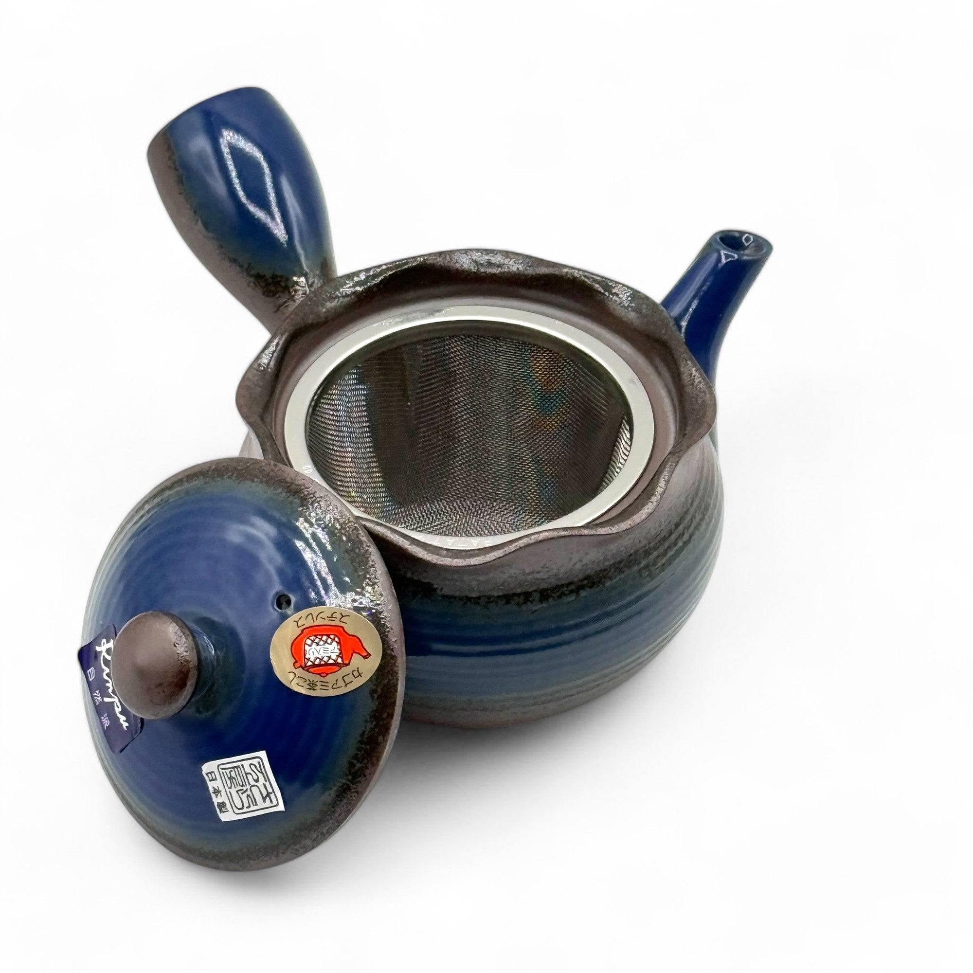 Inoue Tea Hana Mizuki Blue Banko-yaki Kyusu - Japanese Teapot