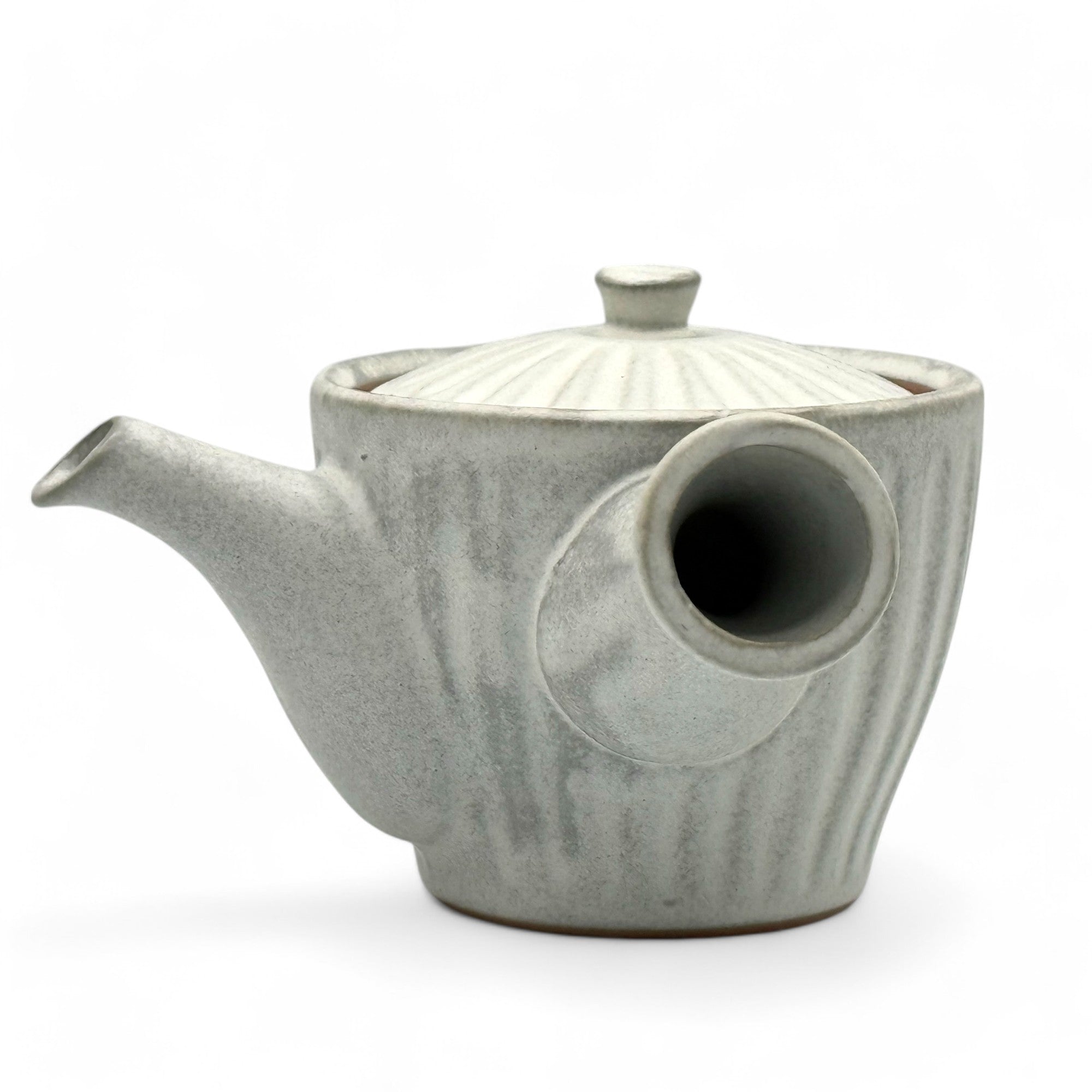 Inoue Tea Kiku Kohiki Rustic White Tokoname-yaki Kyusu - Japanese Teapot