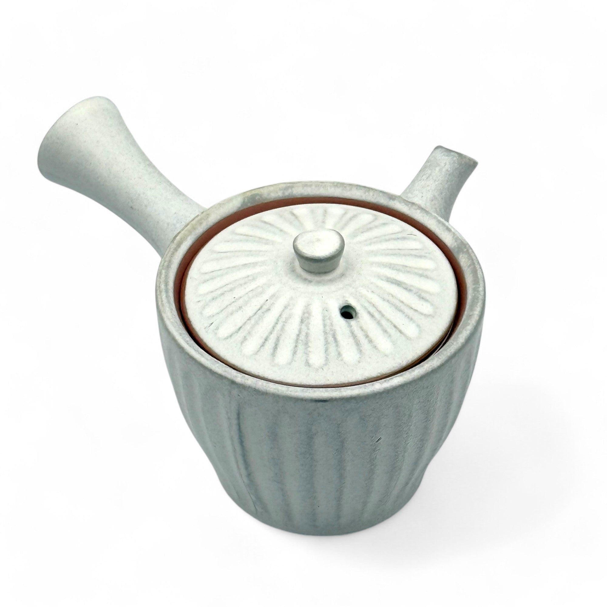 Inoue Tea Kiku Kohiki Rustic White Tokoname-yaki Kyusu - Japanese Teapot