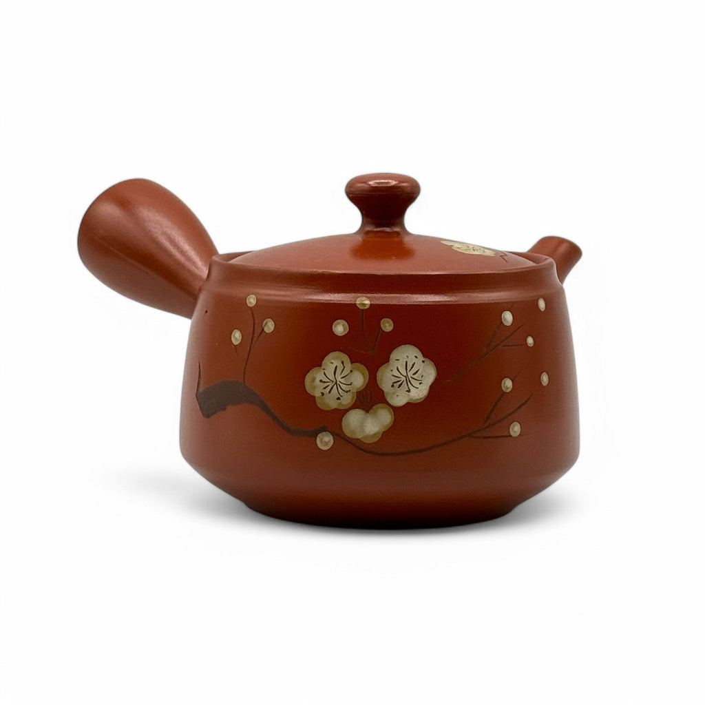 Inoue Tea Fusensaku Hakubai White Blossom Red Tokoname-yaki Kyusu - Japanese Teapot