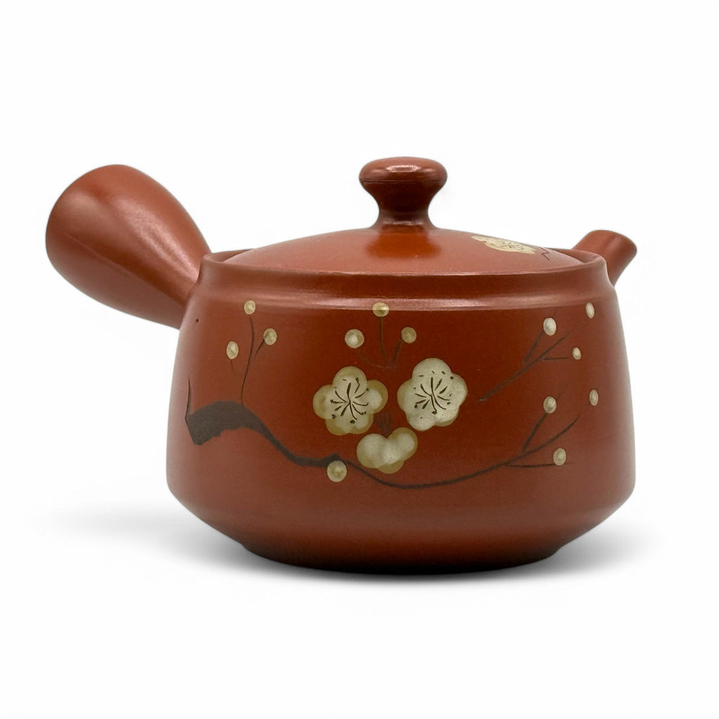 Inoue Tea Fusensaku Hakubai White Blossom Red Tokoname-yaki Kyusu - Japanese Teapot