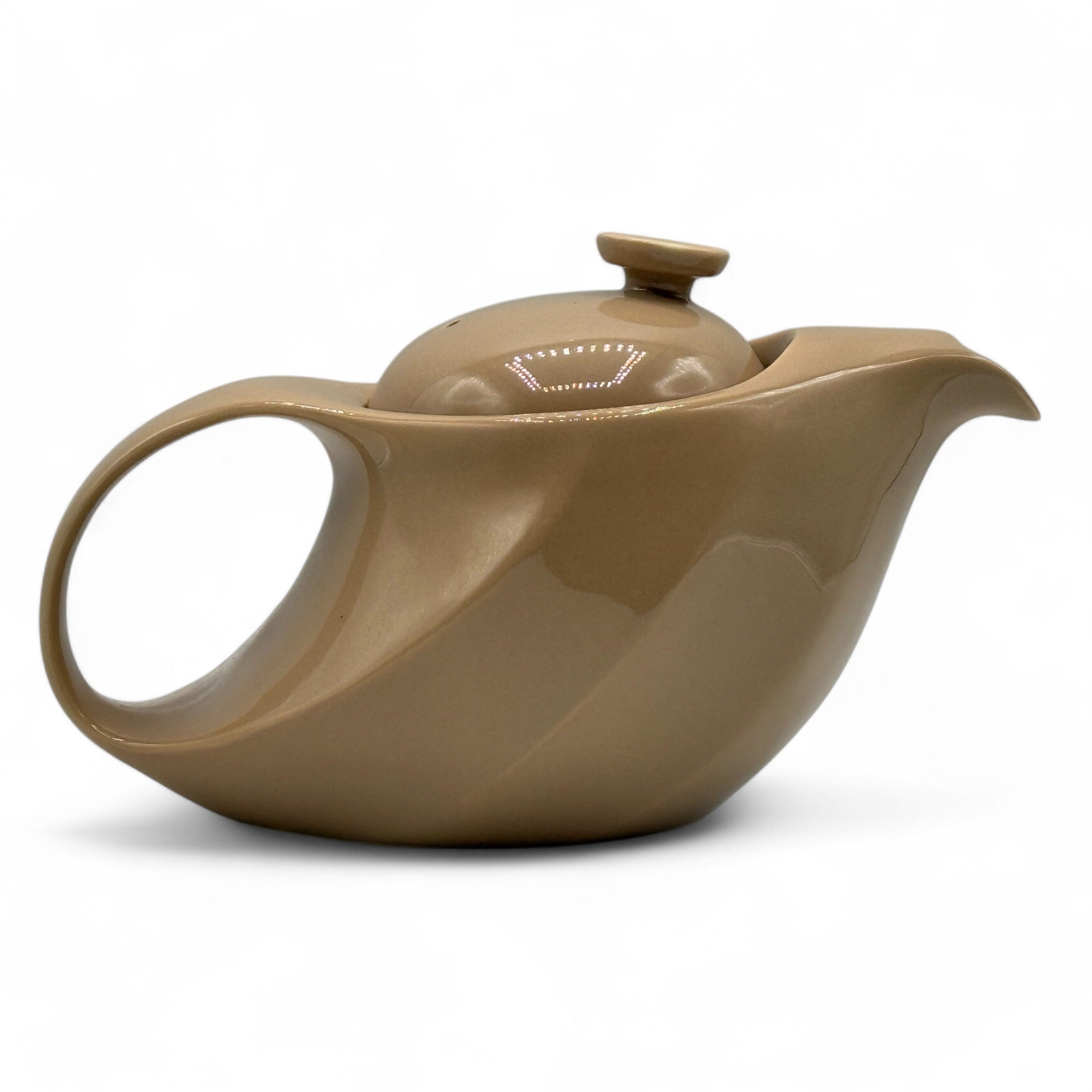 Inoue Tea Rakuchin Beige Mino-yaki Porcelain Kyusu - Japanese Teapot