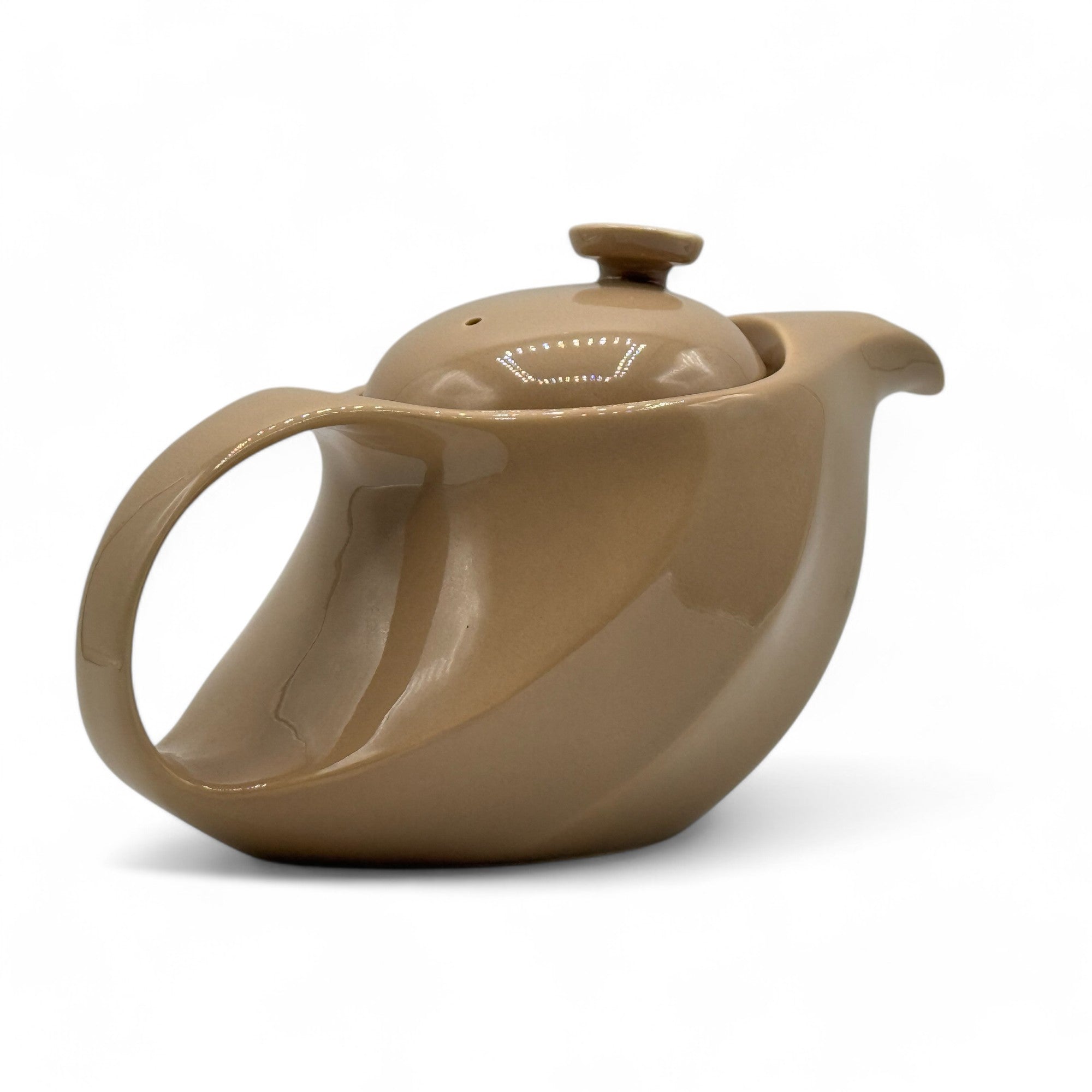 Inoue Tea Rakuchin Beige Mino-yaki Porcelain Kyusu - Japanese Teapot
