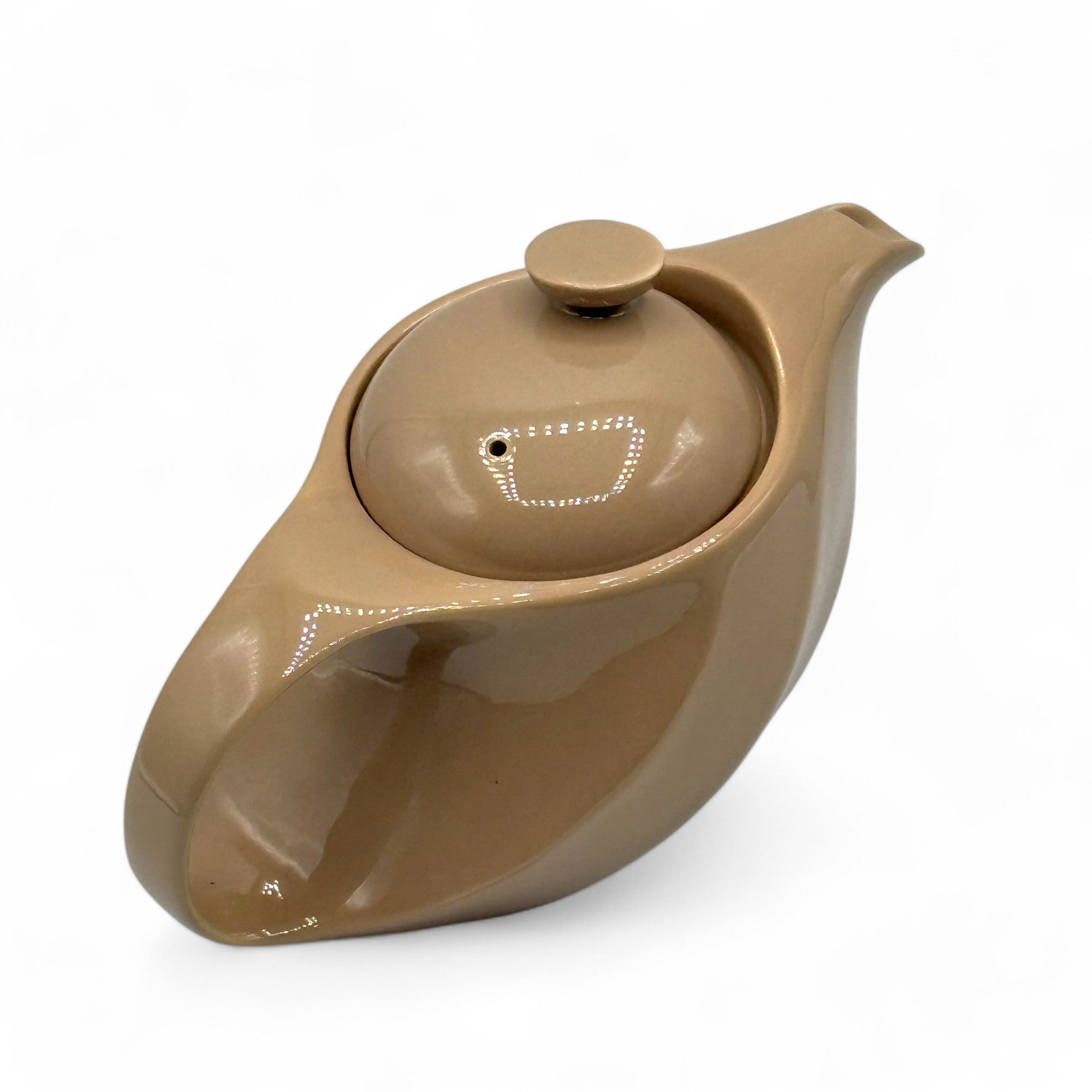 Inoue Tea Rakuchin Beige Mino-yaki Porcelain Kyusu - Japanese Teapot
