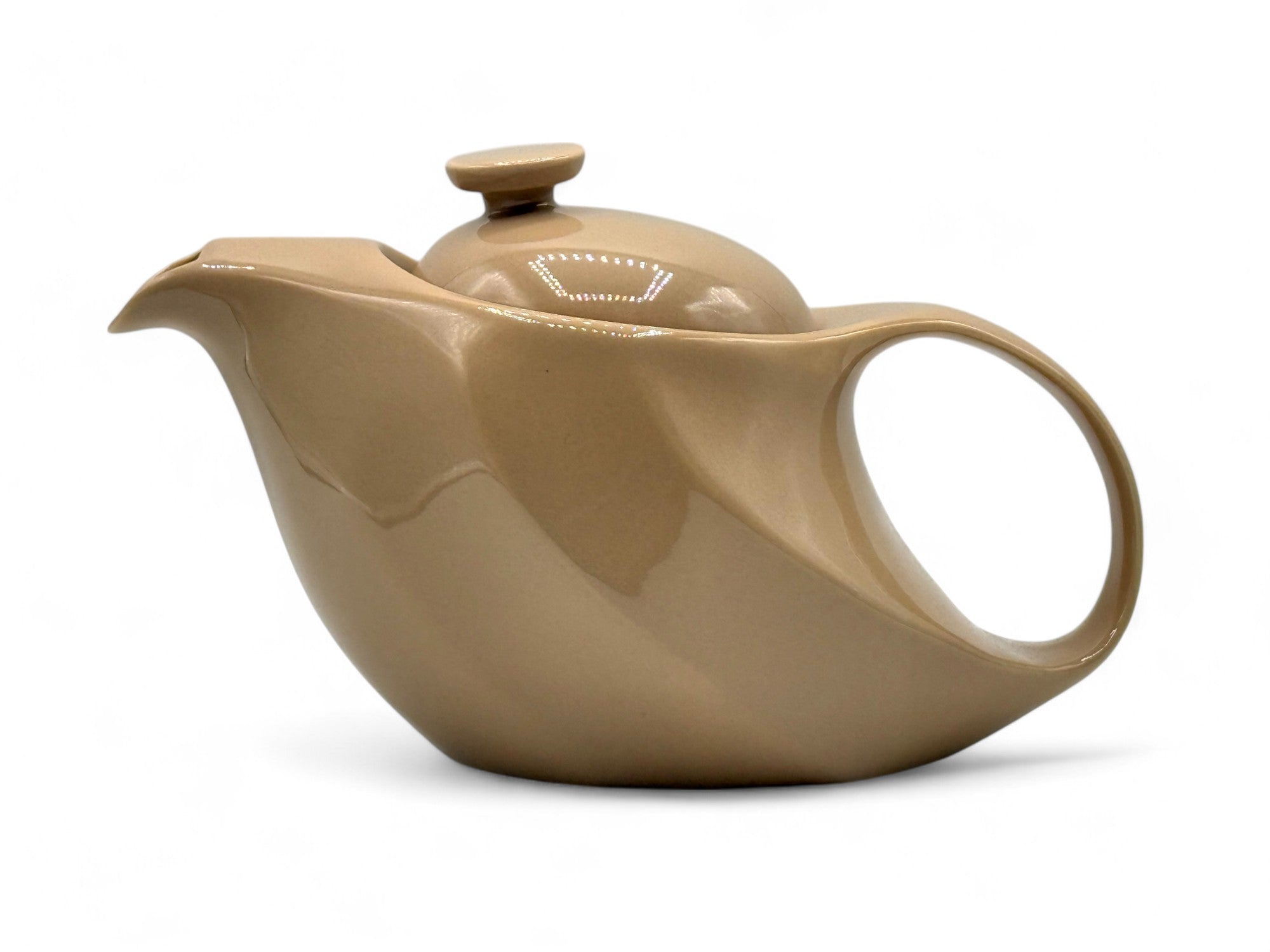 Inoue Tea Rakuchin Beige Mino-yaki Porcelain Kyusu - Japanese Teapot