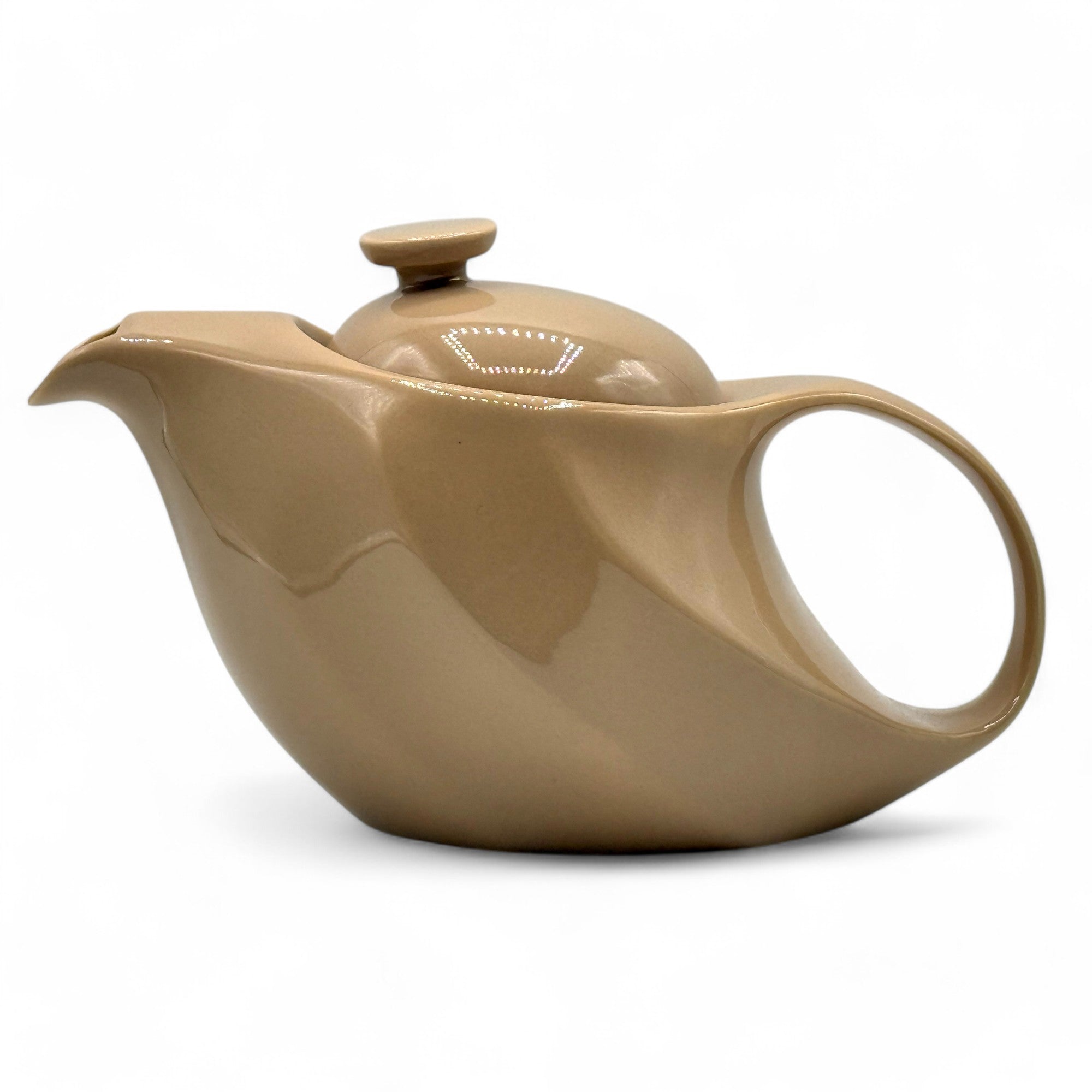 Inoue Tea Rakuchin Beige Mino-yaki Porcelain Kyusu - Japanese Teapot