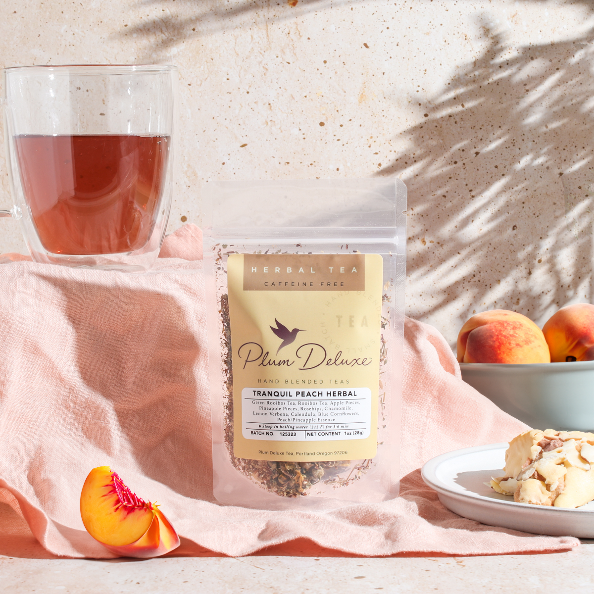 Plum Deluxe Tranquil Peach Herbal Tea (Pineapple - Peach - Chamomile)