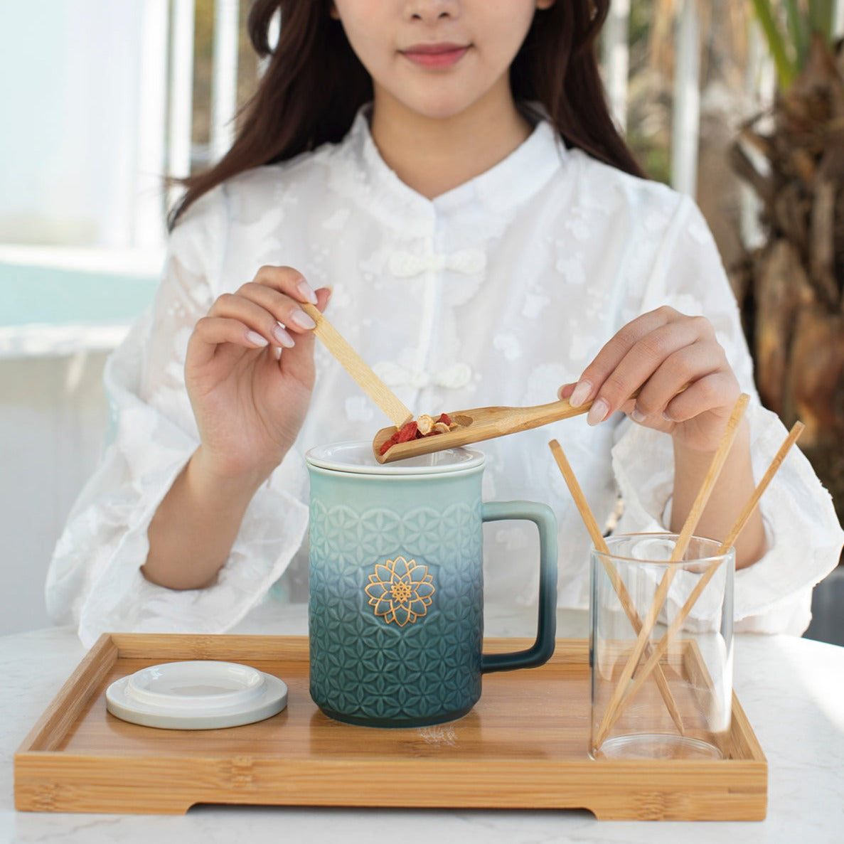 Acera Flower of Life 3-in-1 Tea Mug with Infuser