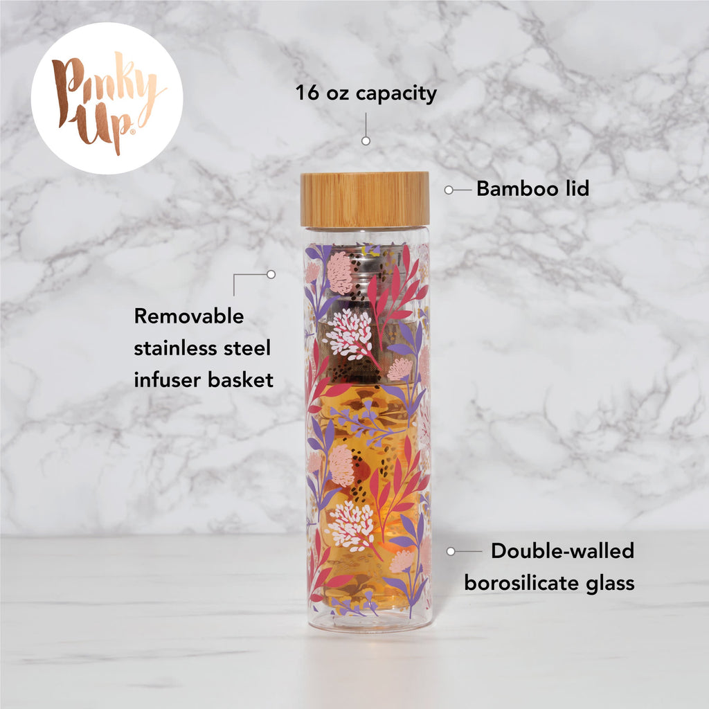 Pinky Up Blair: Botanical Bliss Glass Travel Infuser Mug