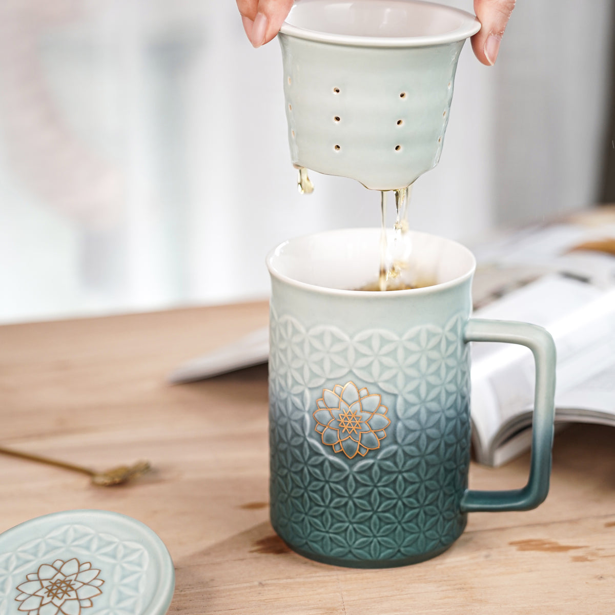 Acera Flower of Life 3-in-1 Tea Mug with Infuser