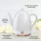 Pinky Up Noelle Ceramic Electric Tea Kettle in Grey