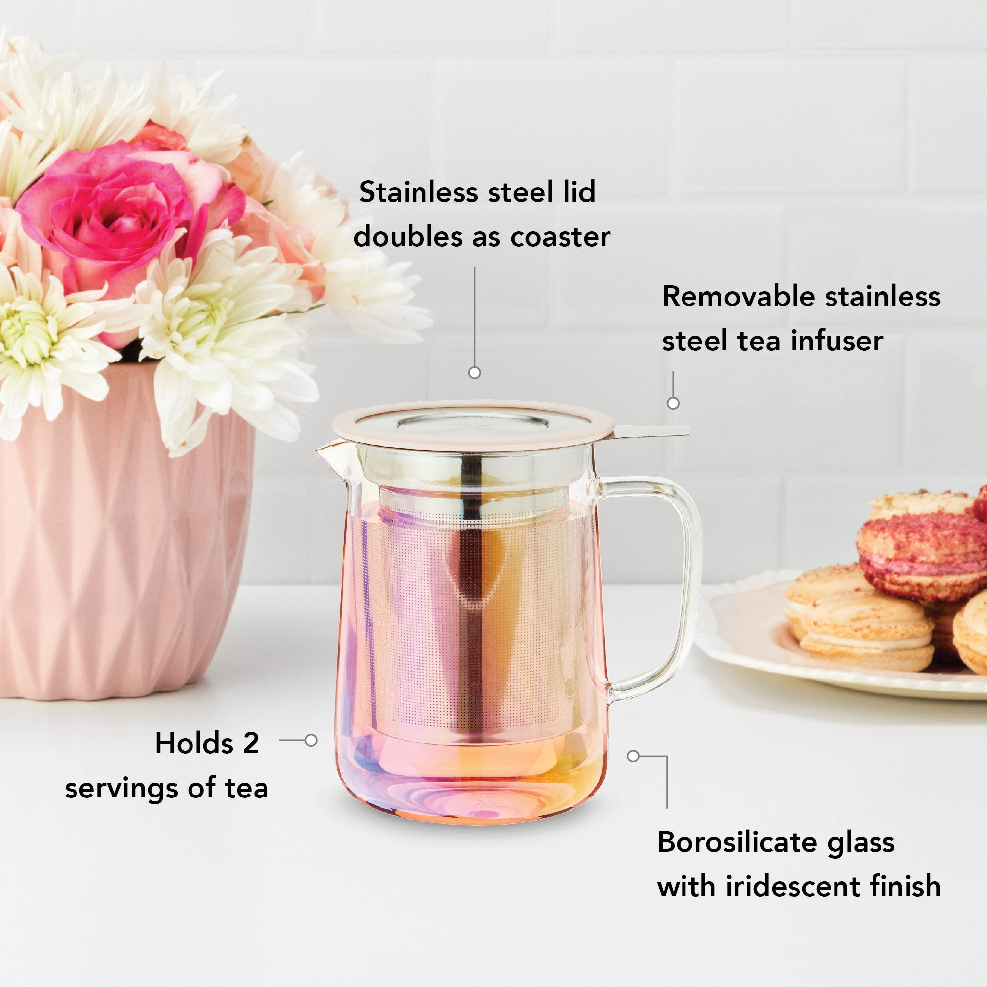 Pinky Up Chas Mini Glass Teapot & Infuser