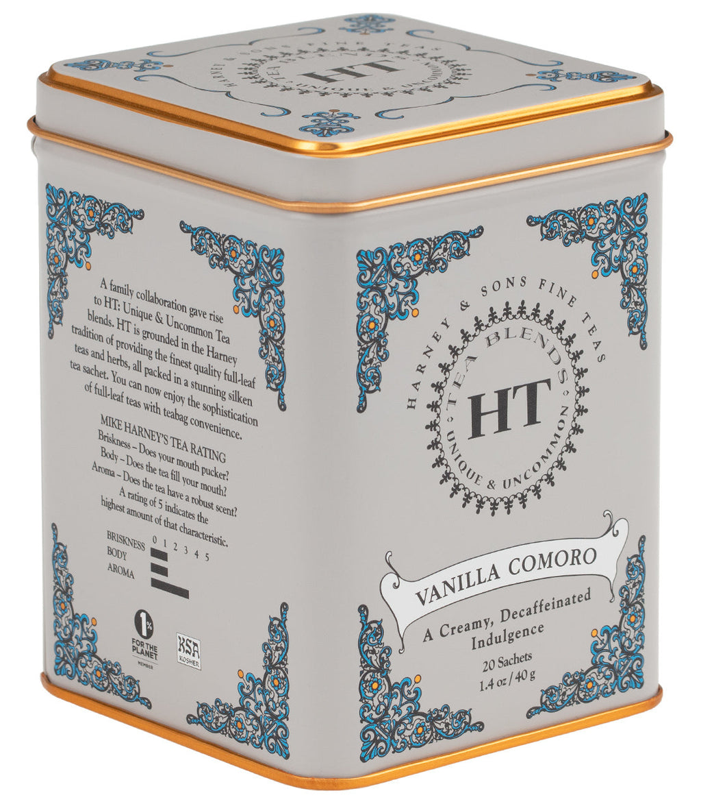 Harney & Sons Decaf Vanilla Comoro, HT Tin of 20 Sachets