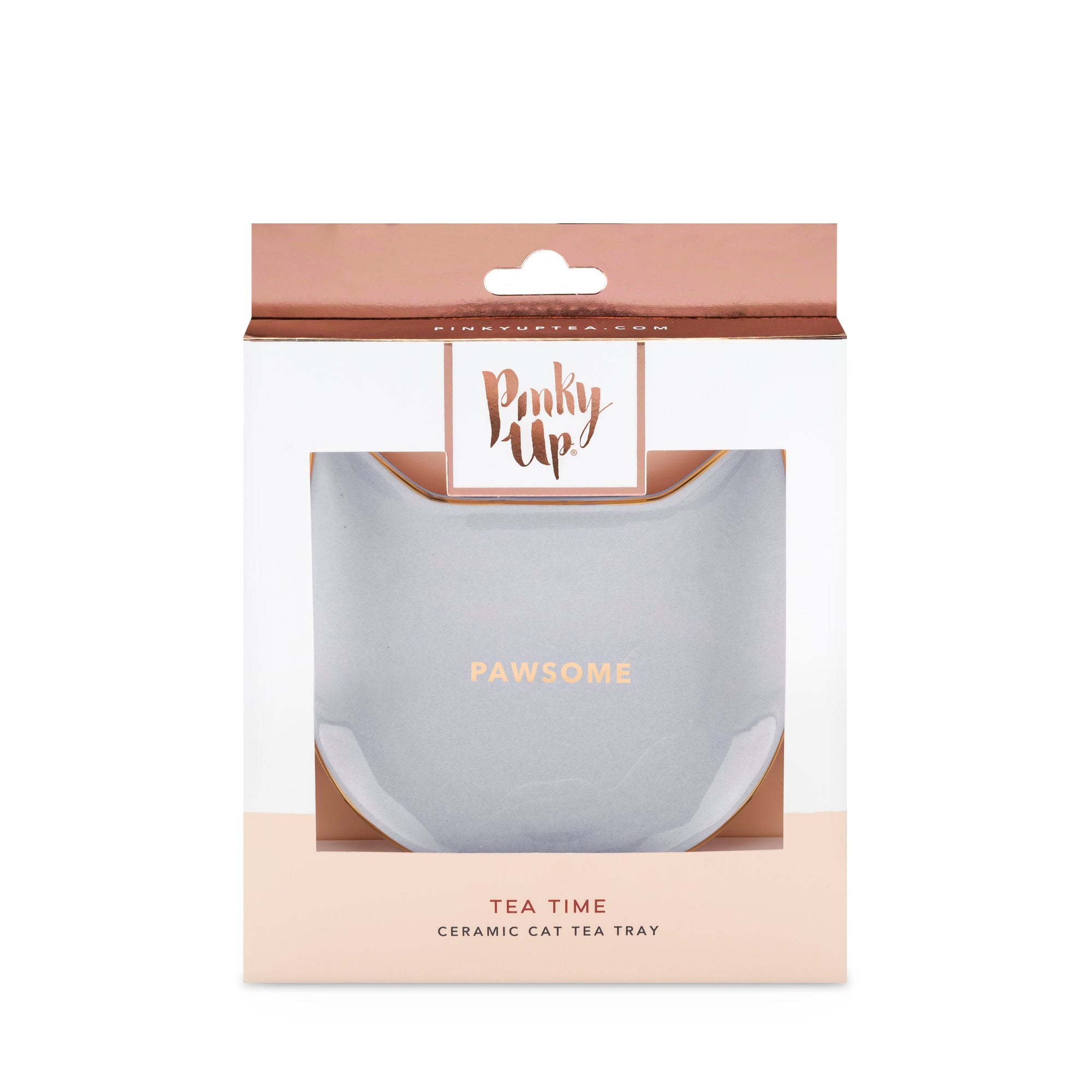 Pinky Up Pawsome Ceramic Tea Tray in Gray