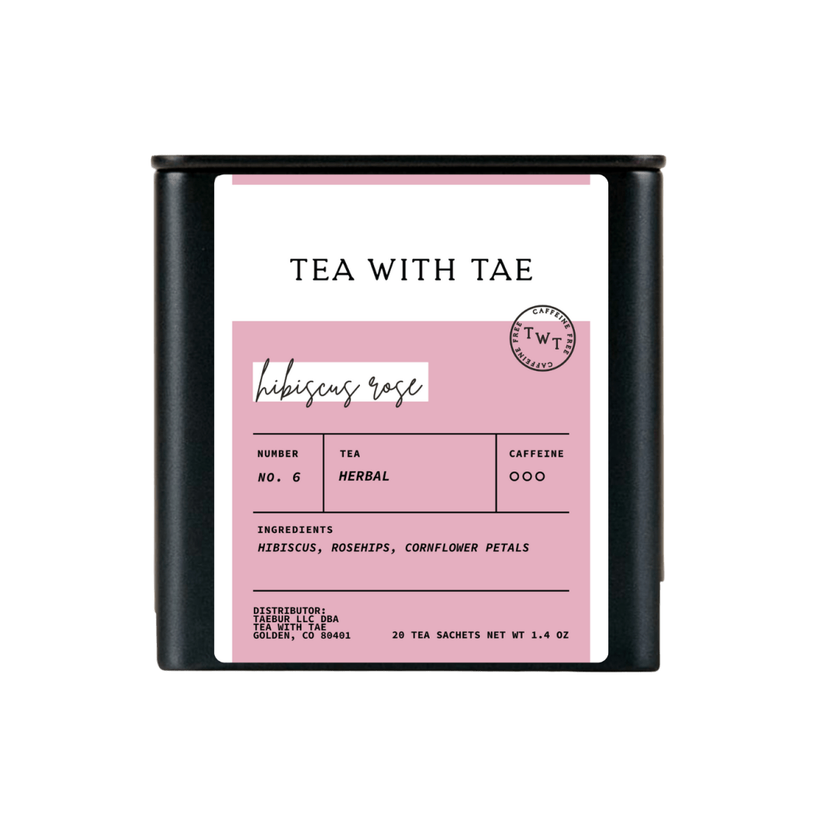 Tea with Tae Hibiscus Rose Tea Tin Gift (20 tea sachets)