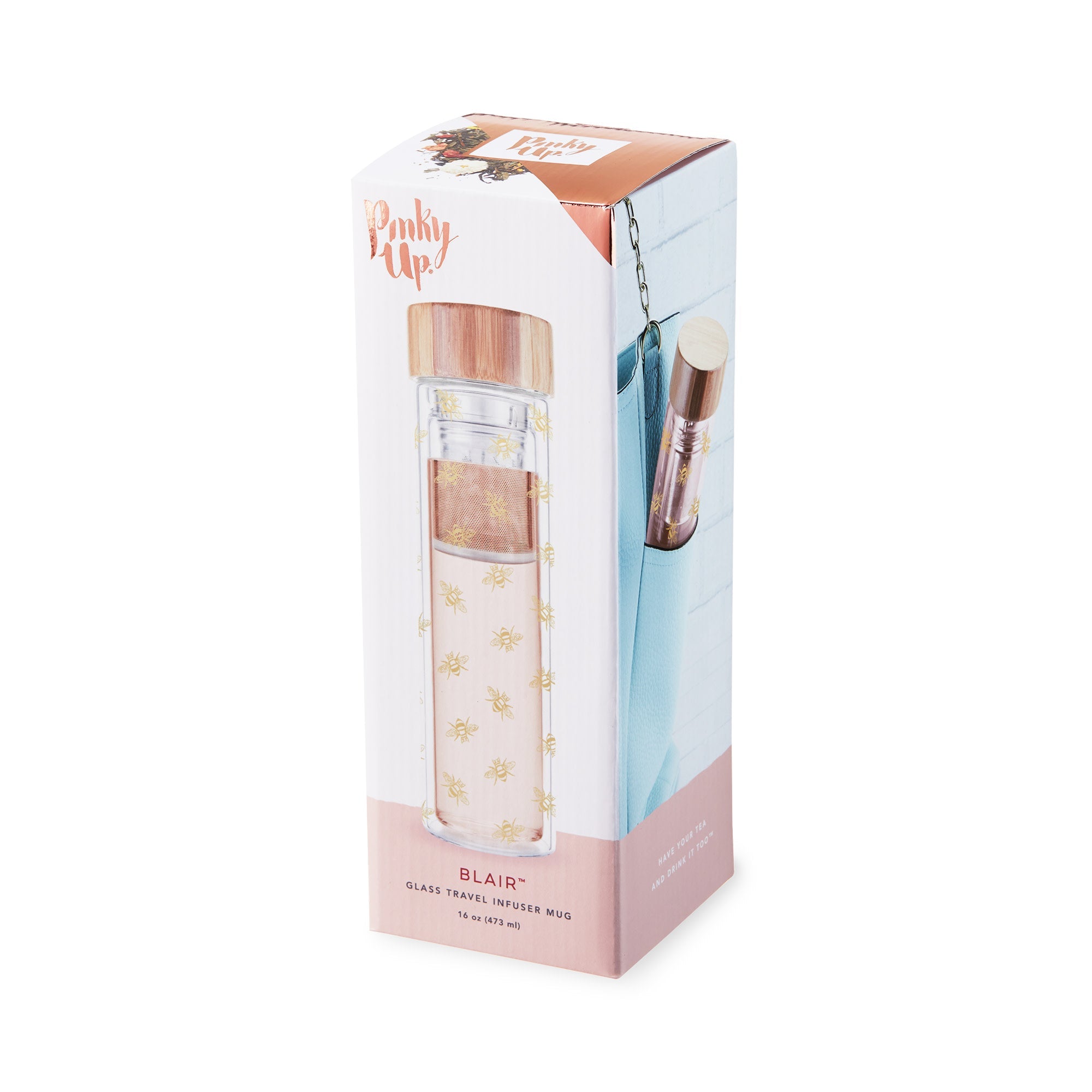 Pinky Up Blair Bee Glass Travel Infuser Mug