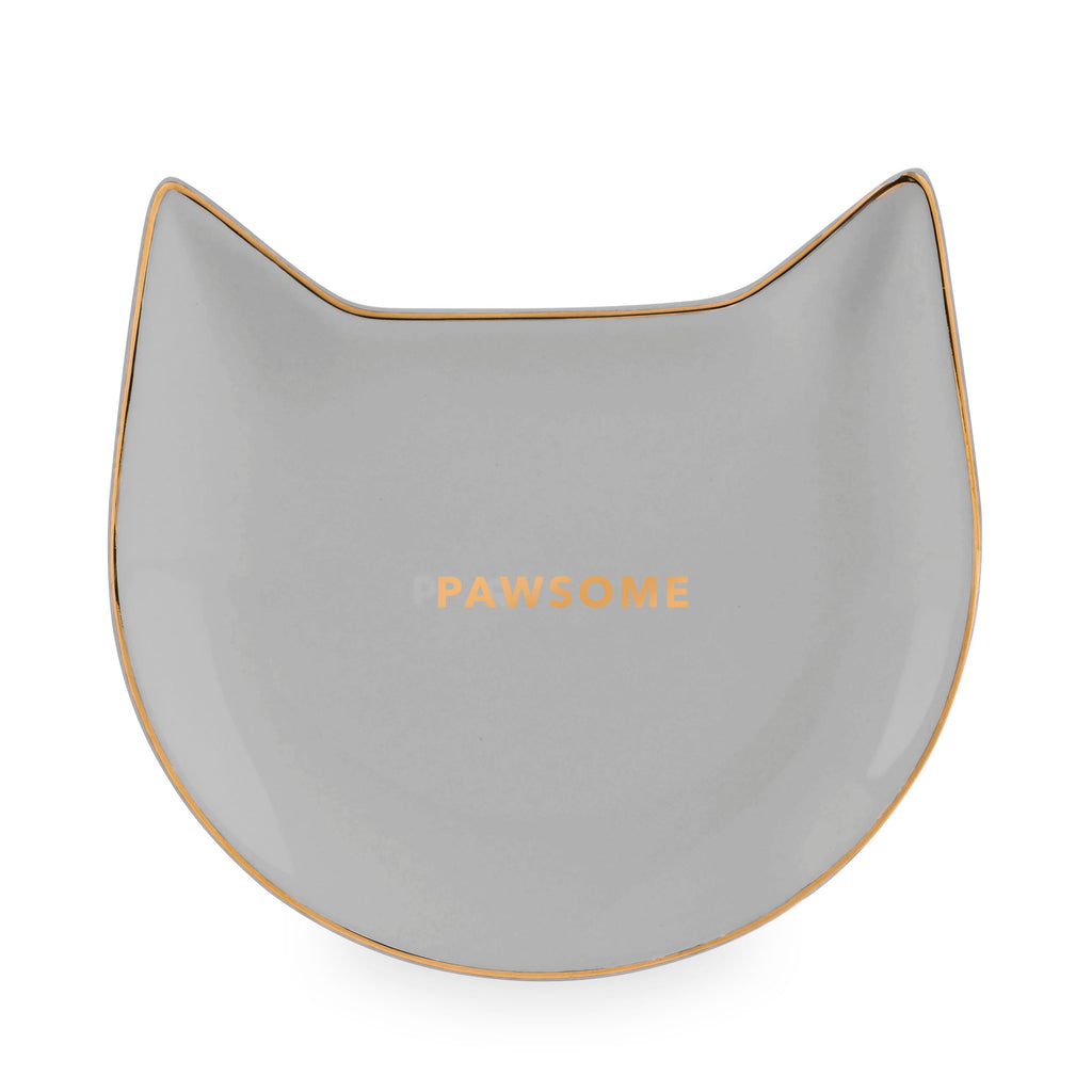 Pinky Up Pawsome Ceramic Tea Tray in Gray