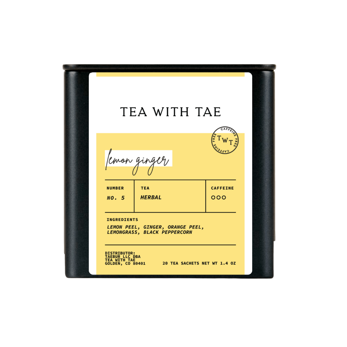 Tea with Tae Lemon Ginger Tea Tin Gift (20 tea sachets)