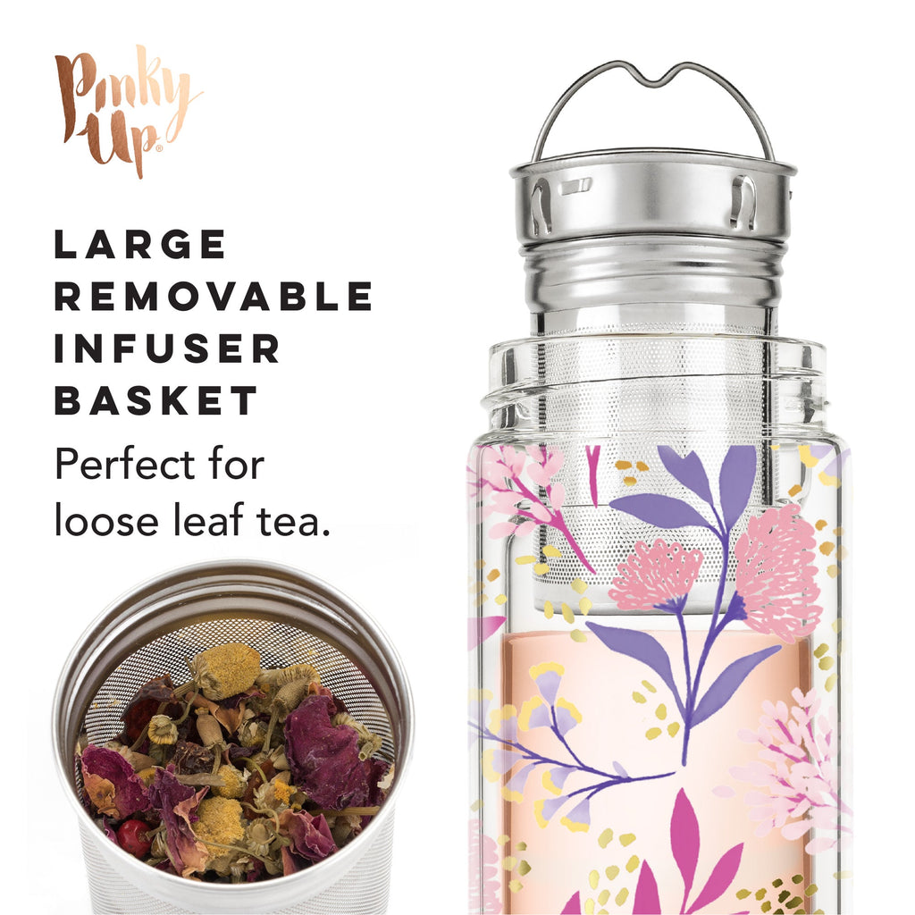 Pinky Up Blair: Botanical Bliss Glass Travel Infuser Mug