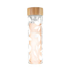 Pinky Up Blair: White Leaf Pattern Glass Travel Infuser Mug