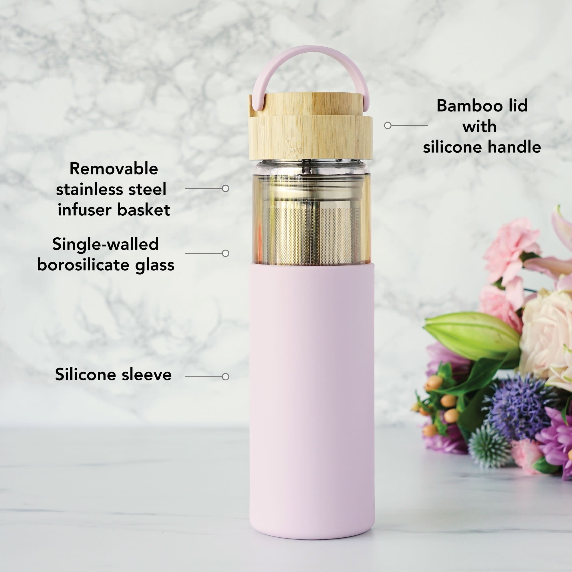 Pinky Up Dana Glass Travel Mug in Lavender