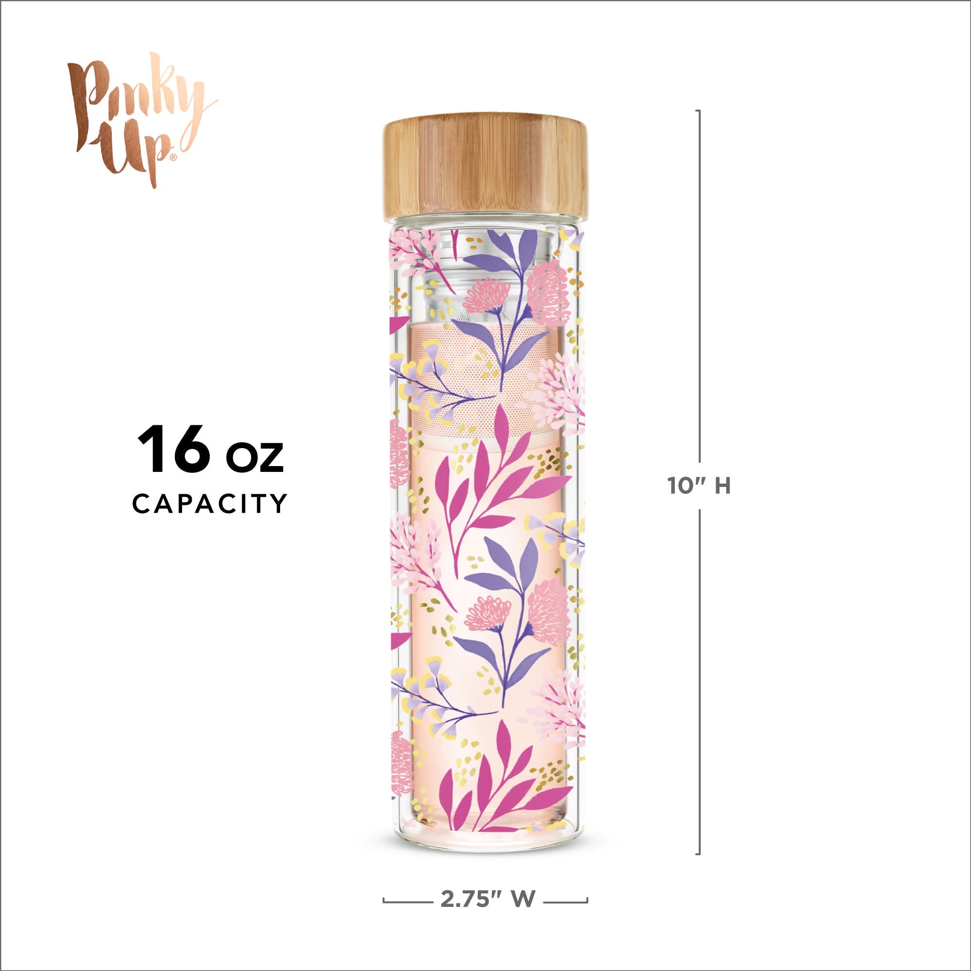 Pinky Up Blair: Botanical Bliss Glass Travel Infuser Mug