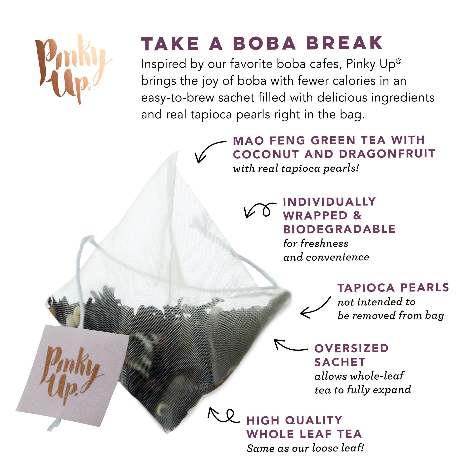 Pinky Up Mochi Ice Cream Boba Tea Sachets