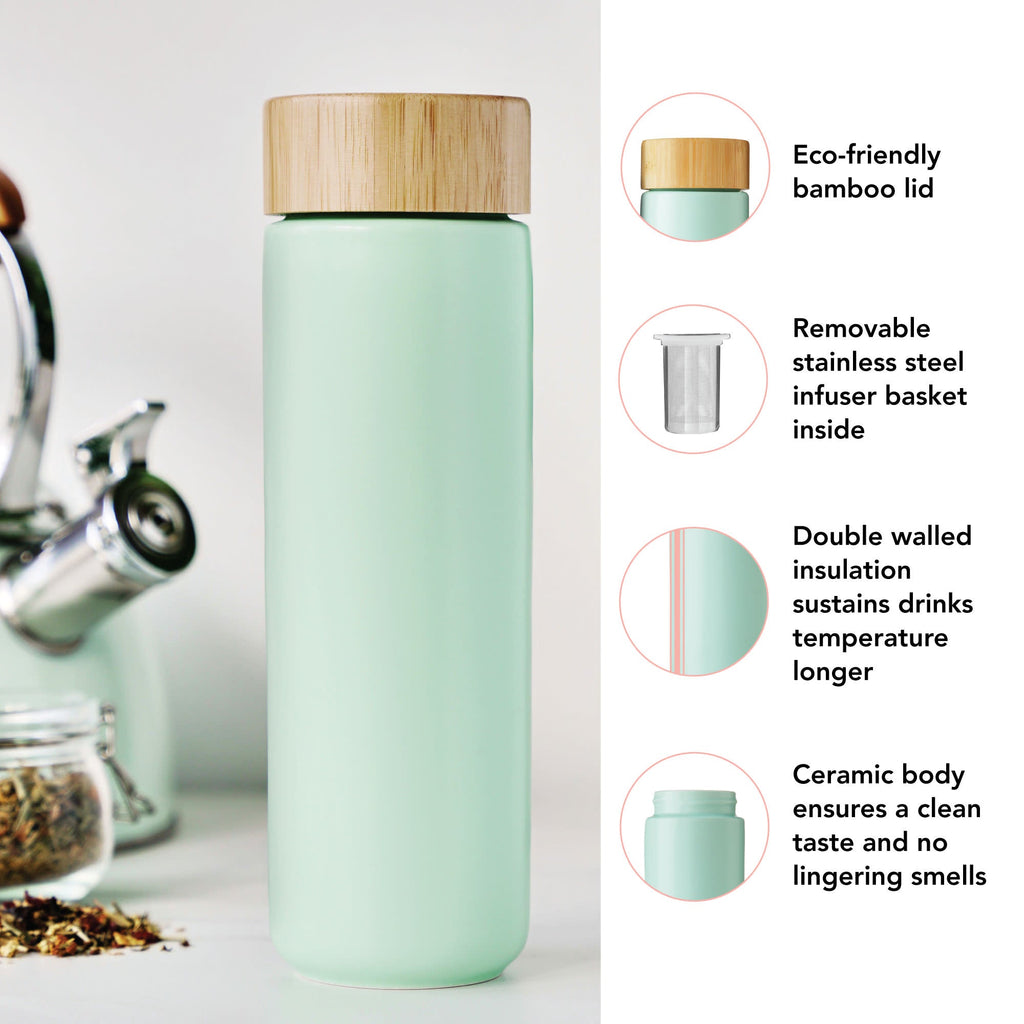 Pinky Up Tatyana Ceramic To-Go Infuser Mug in Turquoise