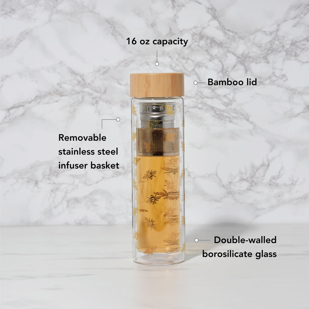 Pinky Up Blair Bee Glass Travel Infuser Mug